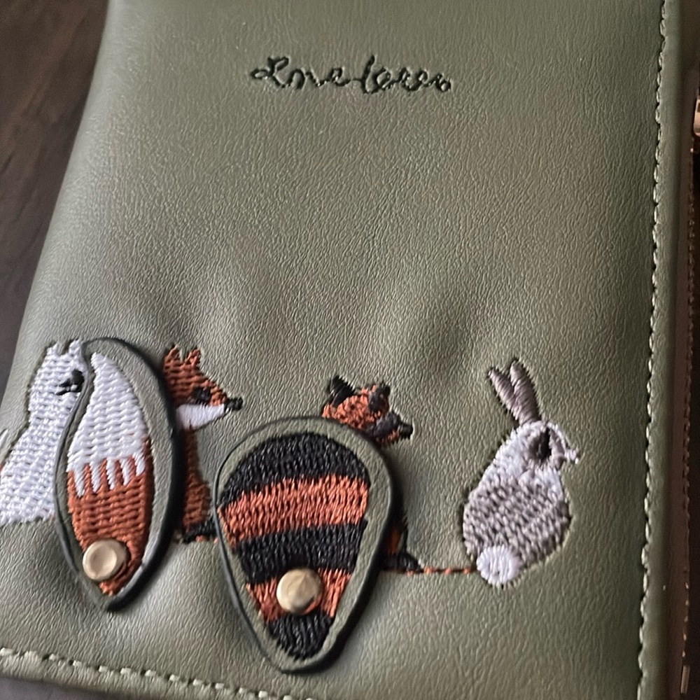 Embroidered Faux Leather Unisex Wallet NWOT